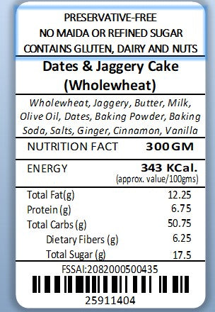Dates & Jaggery Whole-wheat Cake