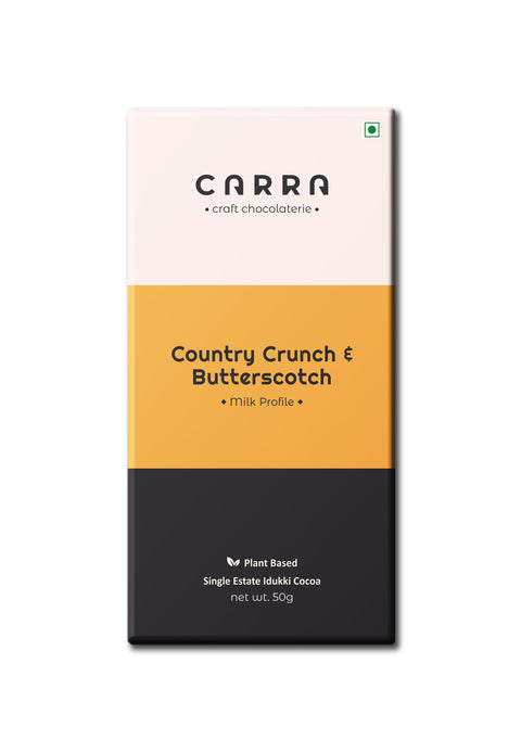 CARRA Country Crunch & Butterscotch in Plant Based Milk Chocolate 50G- Pack of 1