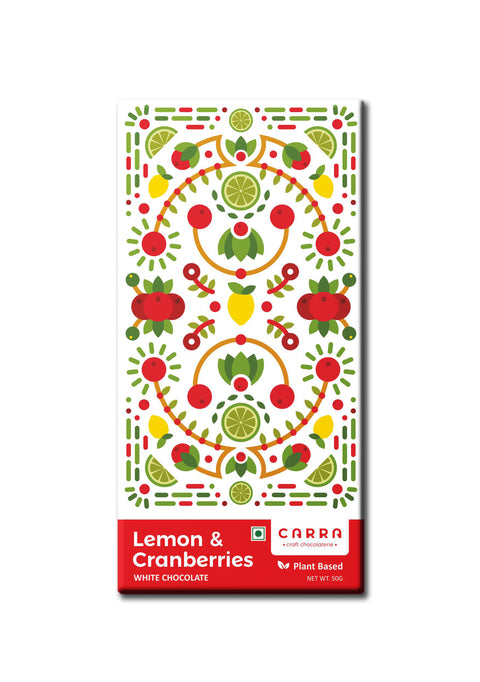 Lemon & Cranberries in Plant Based White Chocolate- Pack of 1