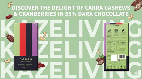 Discover the Delight of CARRA Cashews & Cranberries in 55% Dark Chocolate