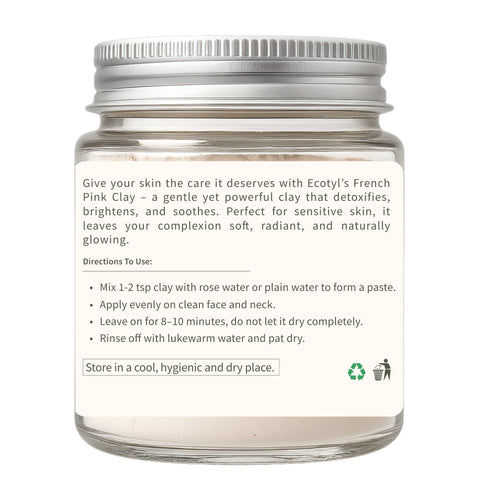Ecotyl French Pink Clay | Gentle Detox Clay | Skin Brightening |ion | 50g