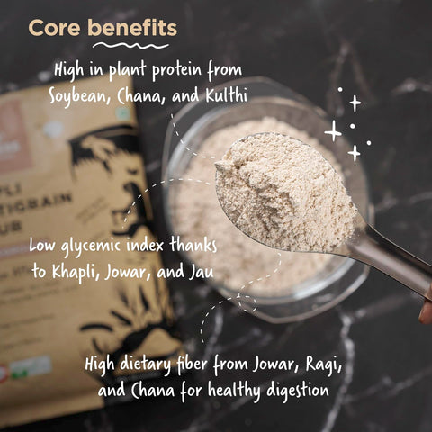 Khapli Multigrain Atta (5kg)| 8 Super Grains Flour Mix | High Fibre & High Protein | Low GI Atta