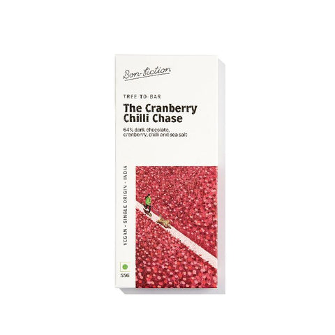 The Cranberry Chilli Chase - 64% Dark Cranberry Chilli Chocolate Net Weight: 55gms