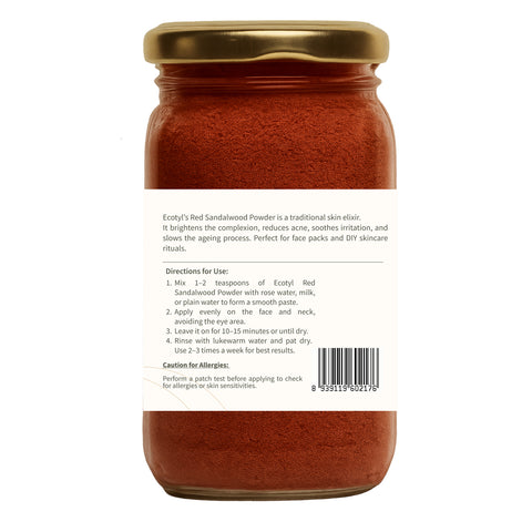 Ecotyl Red Sandalwood Powder | Natural Skin Brightener | Anti-Acne| Ayurvedic Skincare |100g