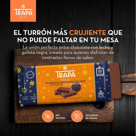 Trapa Choco Bar Turron - Milk with Noir Biscuit 120g