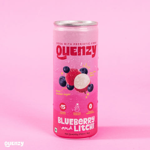 Quenzy Blueberry Litchi Prebiotic soda (Pack of 3)
