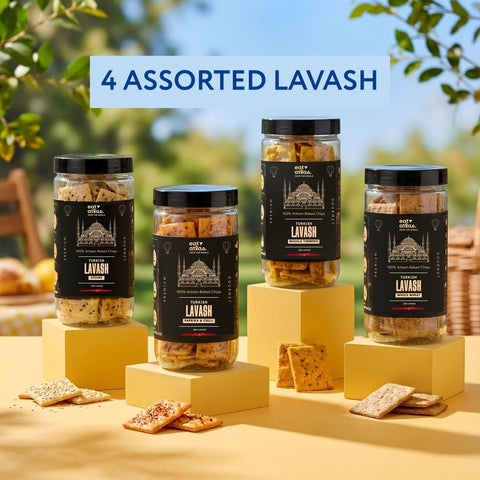 Eat Atlas Assorted Baked Chips Combo (Sesame, Masala Turmeric, Chilli & Paprika, Whole Wheat) Lavash Chips (85g x4) (Vegan))