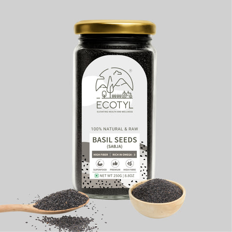 Ecotyl Basil Seeds | Sabja Seeds | Rich in Omega-3 & Fibre | Det200g