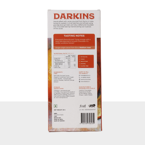 Darkins 63% Artisanal Dark Chocolate with Orange