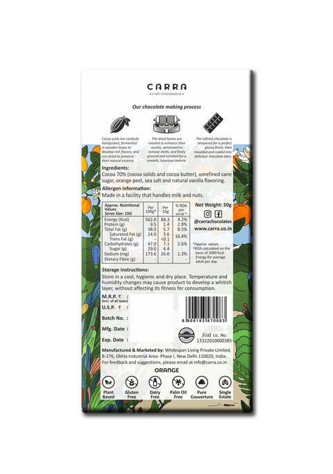 CARRA Orange in 70% Dark Chocolate - Pack of 1
