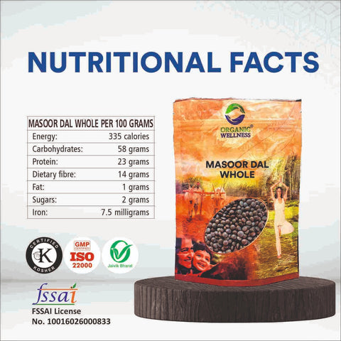 Organic Wellness Masoor Whole 450 grams
