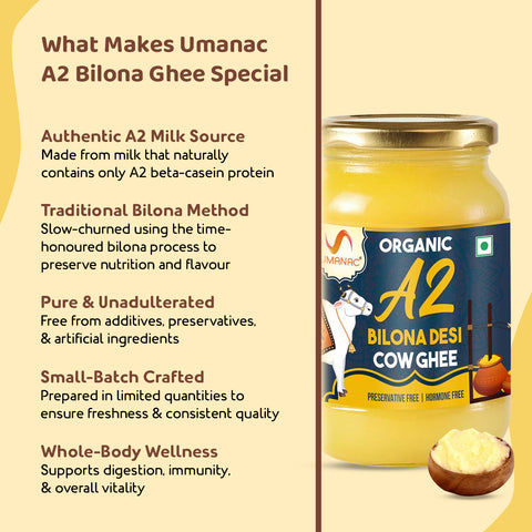 Umanac Organic A2 Bilona Cow Ghee 500ml