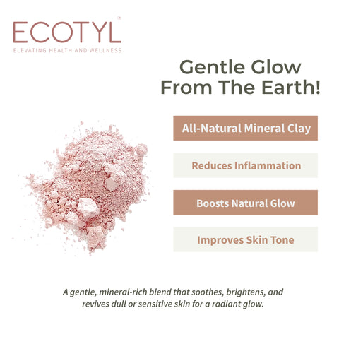 Ecotyl French Pink Clay | Gentle Detox Clay | Skin Brightening |ion | 50g