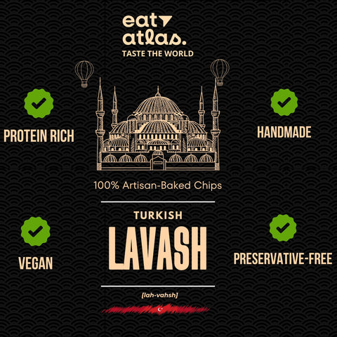 Eat Atlas Assorted Baked Chips Combo (Sesame, Masala Turmeric, Chilli & Paprika, Whole Wheat) Lavash Chips (85g x4) (Vegan))