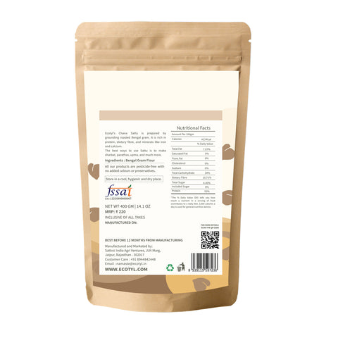Ecotyl Chana Sattu | Roasted Gram Flour | Plant Based Protein | 400g
