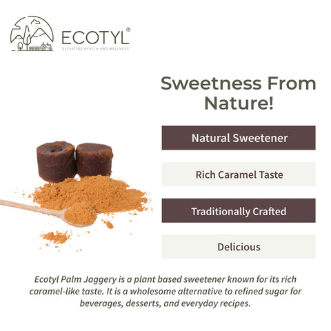 Ecotyl Palm Jaggery Powder | Natural Sweetener | Rich Caramel Taste | 300g