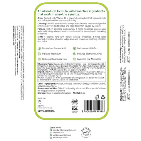 Wellbeing Nutrition Acidity Melts 5.4g