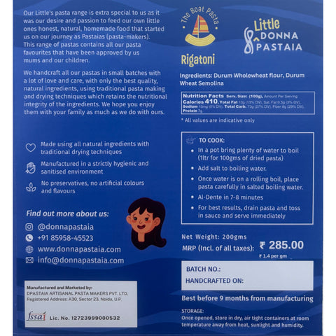 Little Rigatoni 'The Boat' | Wholewheat & Semolina