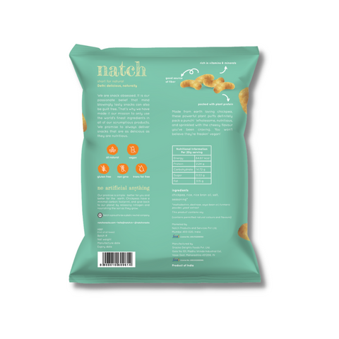 Natch Chickpea puffs - vegan cheddar 20grams each  (Bundle Pack of 6)