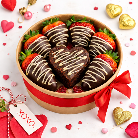Valentine Gifting Combo – Fresh Strawberry & Melted Choco Brownie