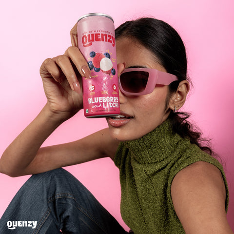 Quenzy Blueberry Litchi Prebiotic soda  250ml