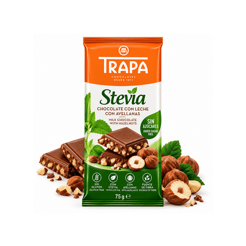 Trapa Stevia Bar Milk Chocolate - Hazelnut 75g