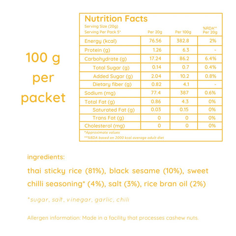Natch Thai rice chips - sweet chilli 100grams