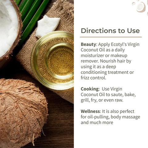 Ecotyl Virgin Coconut Oil | Tropical Goodness | Suitable for Cooking | 500ml