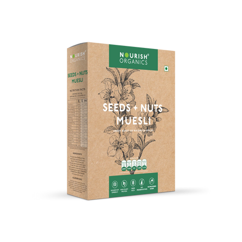 Nourish Organics Seeds and Nuts Muesli 300g, | Raisins | Apricots & Apples