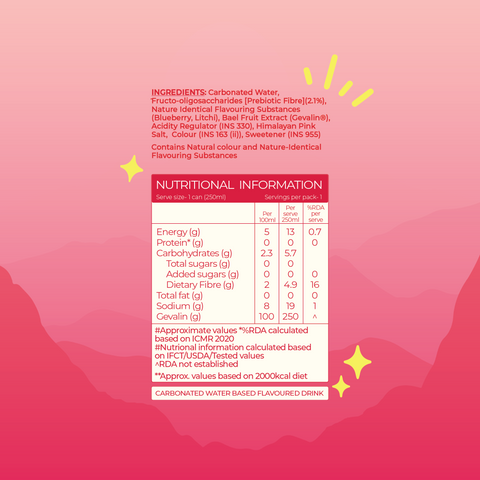 Quenzy Blueberry Litchi Prebiotic soda