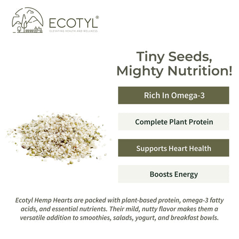 Ecotyl Hemp Hearts | Rich in Omega-3 & Protein | 175g