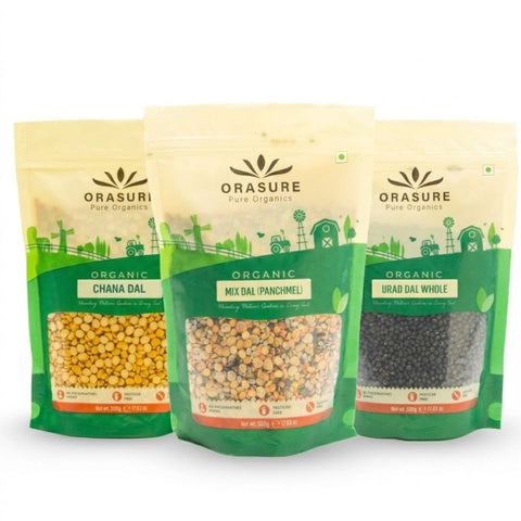 Orasure Organics Dal Combo | Pack of 3 (Chana Dal/Mix Dal/Urad Black Whole)