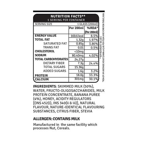 Raw Pressery Banana + Honey 18G Protein Milkshake (200ml)