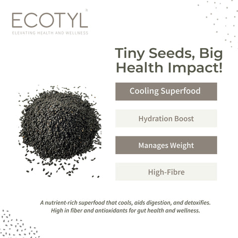 Ecotyl Basil Seeds | Sabja Seeds | Rich in Omega-3 & Fibre | Det200g