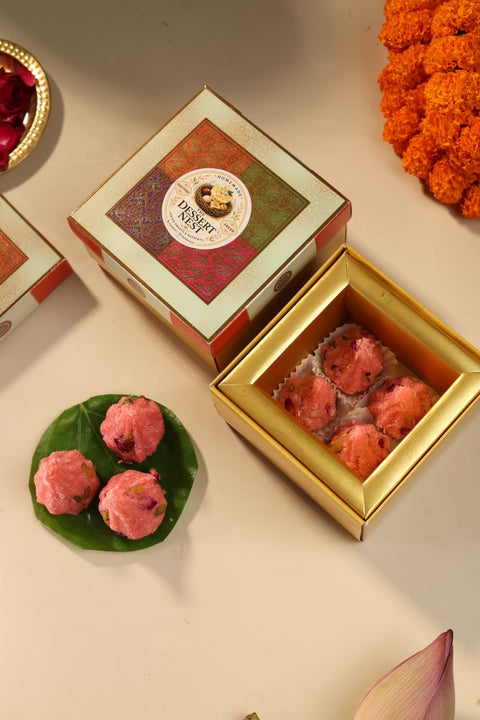 Rose Modak (4 Pcs Box) (Delivered Separately Next Day)
