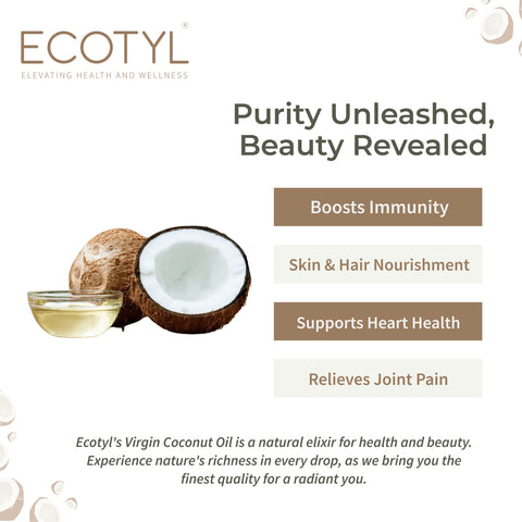 Ecotyl Virgin Coconut Oil | Tropical Goodness | Suitable for Cooking | 500ml