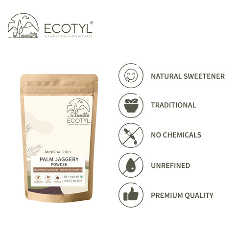 Ecotyl Palm Jaggery Powder | Natural Sweetener | Rich Caramel Taste | 300g