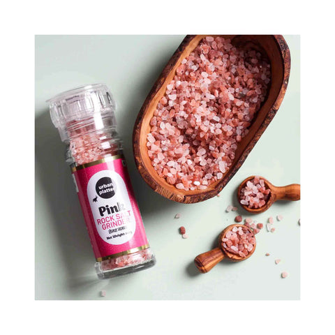 Urban Platter Pink Himalayan Rock Salt Grinder, 100g (Unrefined | Additive Free | Sendha Salt | Convenient Grinder Bottle)