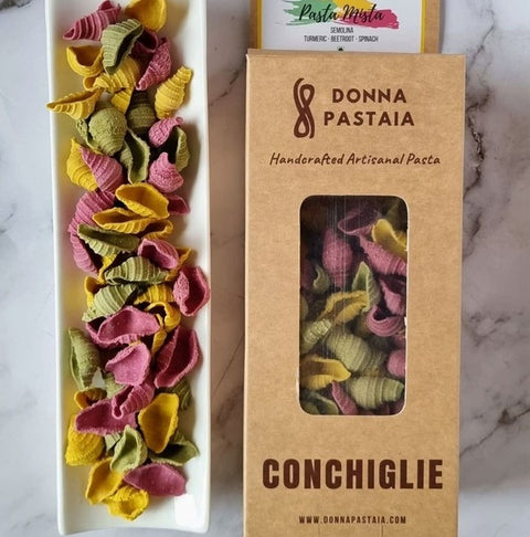 Donna Pastaia Conchiglie - Pasta Mista - Spinach, Turmeric And Beetroot (Eggless) 250 grams