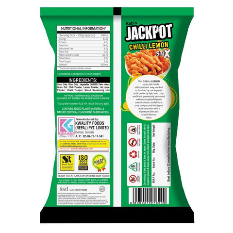 Kab's Jackpot Chilli Lemon Stix 80g