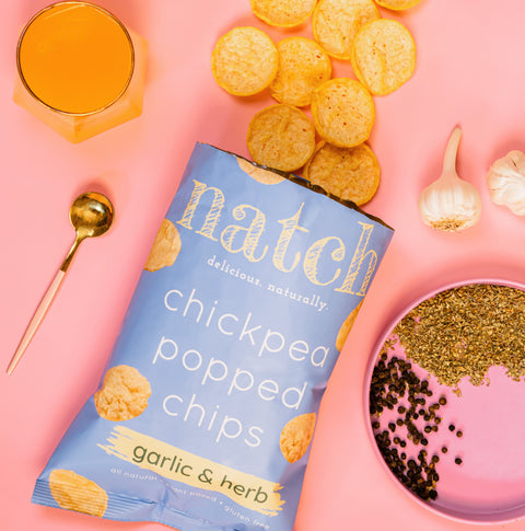 Chickpea popped chips - garlic and herb