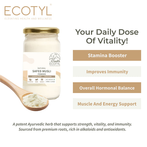 Ecotyl Safed Musli Powder | Boosts Stamina & Immunity | Ayurvedi200g