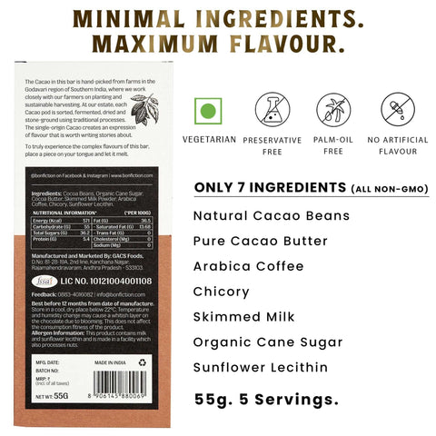 When Coffee met Cacao - 55% Dark Milk Coffee Chocolate Net Weight: 55gms