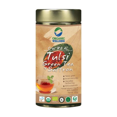 Tulsi Green Tea + Saffron (Tin) (Certified Organic)