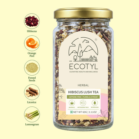 Ecotyl Hibiscus Lush Tea | Rich in Antioxidants | Herbal Tea | 60g
