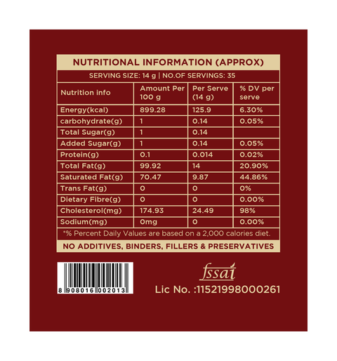 A2 Cow Ghee 500 ml |  India's Only Certified Glyphosate Free A2 Cow Ghee