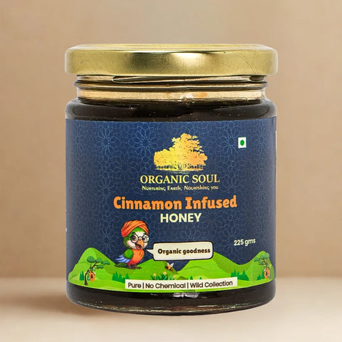 Organic Soul Cinnamon Infused Wild Forest Honey | 225 g