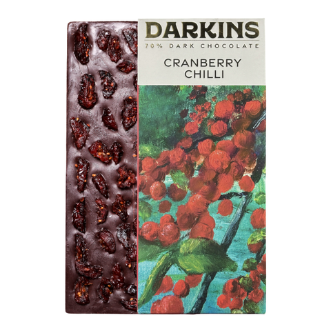 70 % Artisanal Dark Chocolate with Cranberry & Bhut Jholokia Chilli