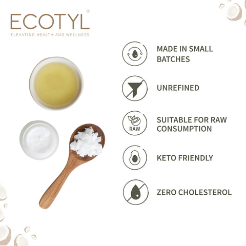 Ecotyl Virgin Coconut Oil | Tropical Goodness | Suitable for Cooking | 500ml