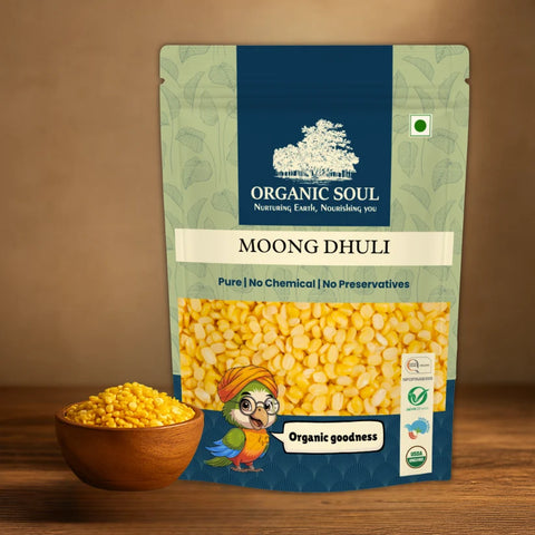 Organic Soul Organic Moong Dal Dhuli (Yellow) – Unpolished | 500 g